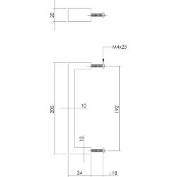 Meubelgreep rechthoek 205 mm rvs geborsteld