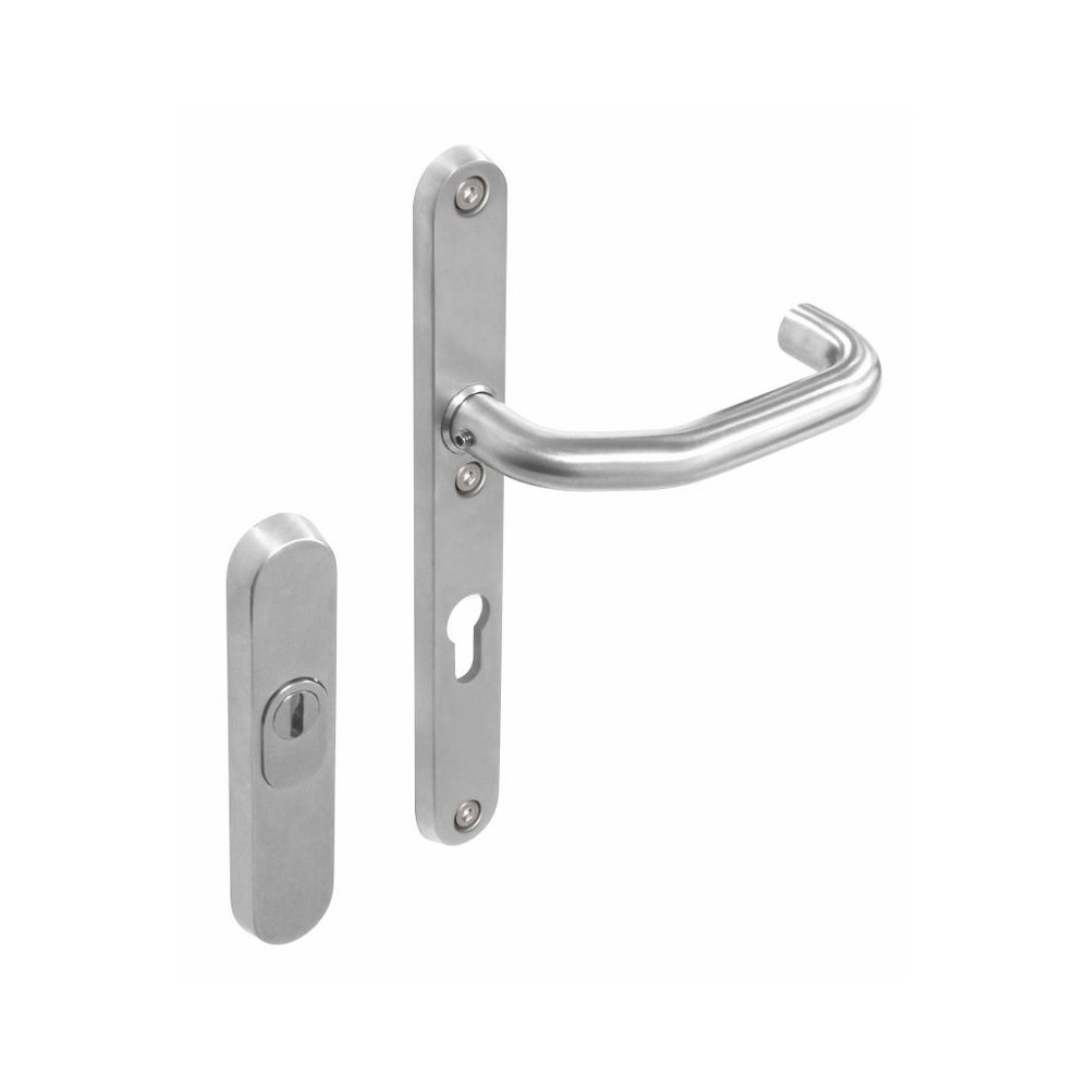 Veiligheidsbeslag SKG3 met kerntrekbeveiliging profielcilindergat 72 mm ovaal voordeurbeslag rvs geborsteld