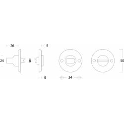 Rozet toilet-/badkamersluiting schroefgat nikkel