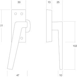 Raamsluiting met nok links nikkel mat