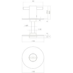 WC sluiting 5mm renovatie zelfklevend, rond plat 55x2mm RVS
