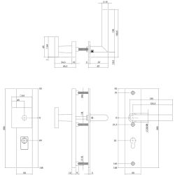 SKG3 Veiligheid-schilden rechthoekig duwer/kruk profielcilindergat 55mm met kerntrek beveiliging RVS/mat zwart