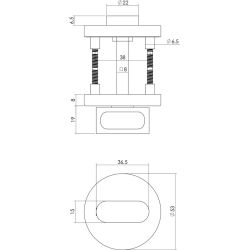 WC-sluiting 8mm rond zonder venster ø53x8mm staal met 7mm nokken RVS
