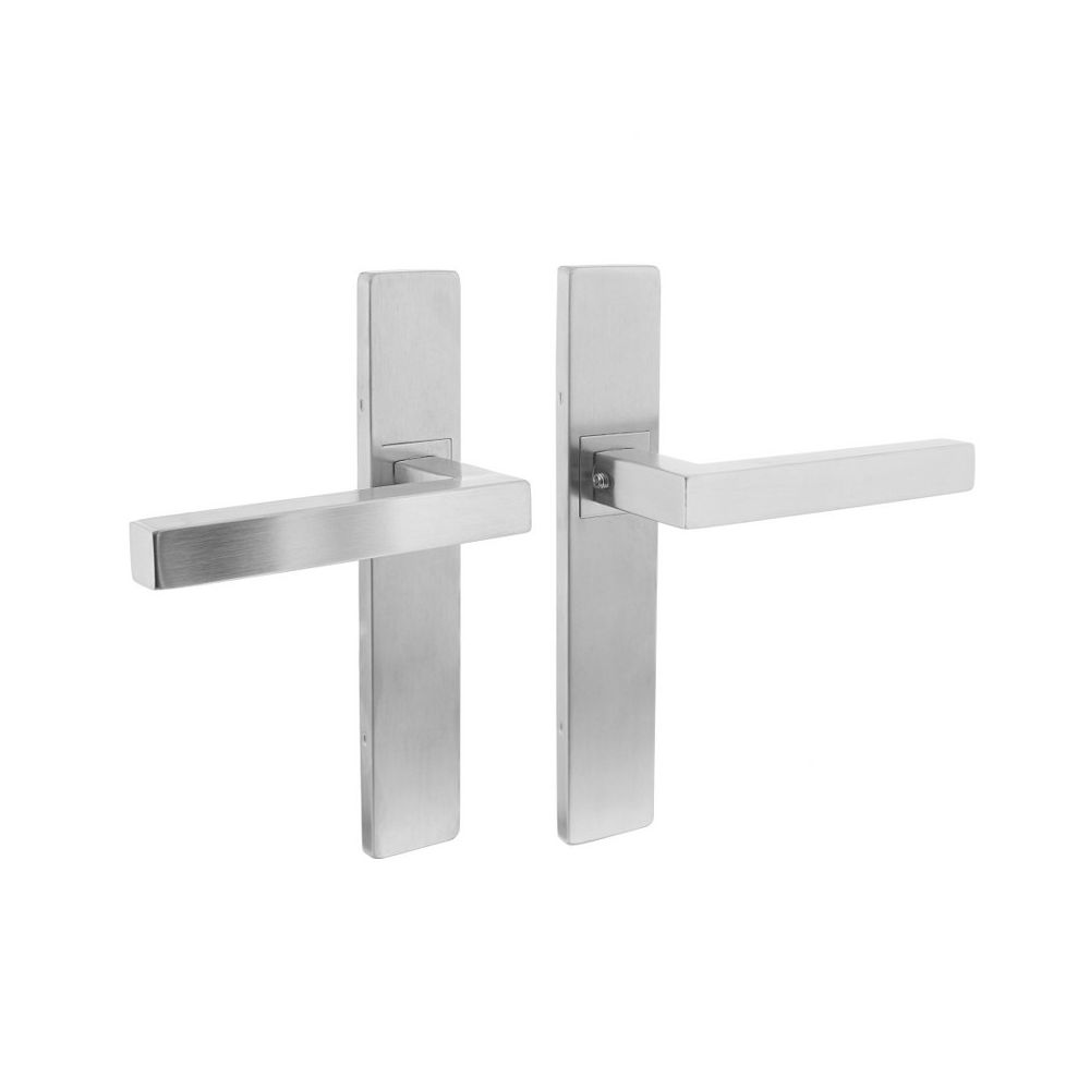 Deurkruk Vierkant op rechthoek schild blind rvs geborsteld