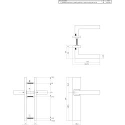 Deurkruk Vierkant op rechthoek schild blind rvs geborsteld