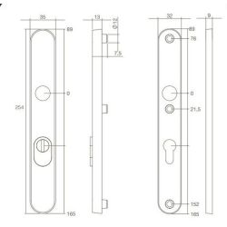 Intersteel Veiligheidsschilden SKG3 smal ovaal doorgaand kerntrekbeveiliging PC92mm - RVS