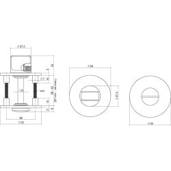 Magneet rozet rond met toilet-/badkamersluiting RVS geborsteld