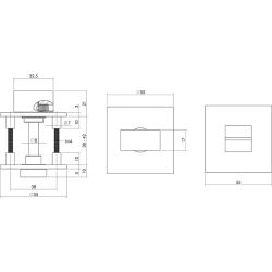 Magneet rozet vierkant met toilet-/badkamersluiting RVS geborsteld