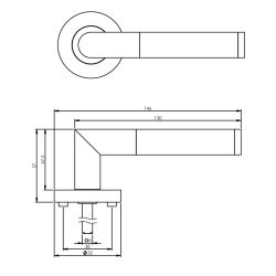Gatdeel rechts deurkruk 1693 Bastian op rond rozet 7mm nokken chroom/nikkel mat