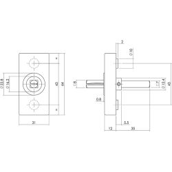 Basisplaat rechthoekig tbv raamkruk hals ø16mm RVS/mat zwart