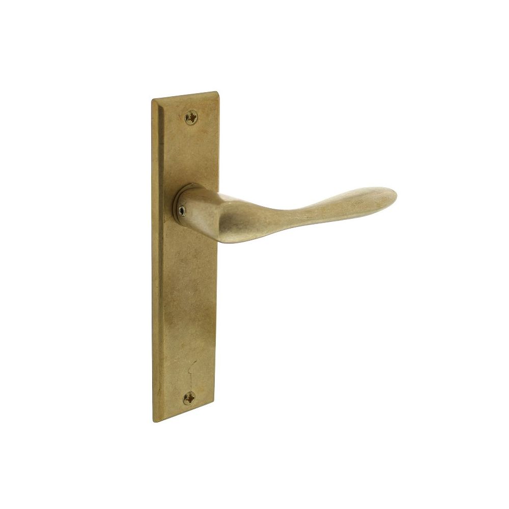 Deurkruk Banaan met schild blind messing getrommeld