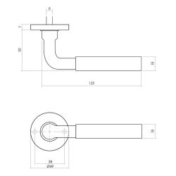 Deurkruk Palma met rozet messing getrommeld