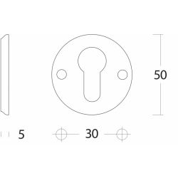 Rozet met profielcilindergat messing getrommeld