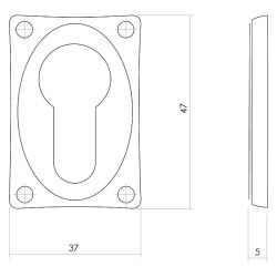Rozet met profielcilindergat messing getrommeld