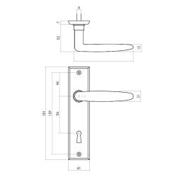 Deurkruk Sophie met schild sleutelgat 56 mm mat zwart