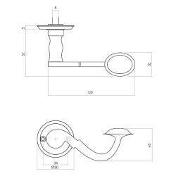 Deurkruk Posthoorn met rozet mat zwart