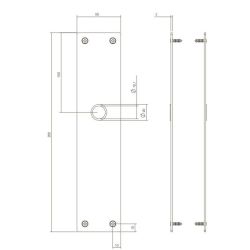 Schild renovatie rechthoekig 250 x 55mm x 2mm profielcilindergat 72mm RVS