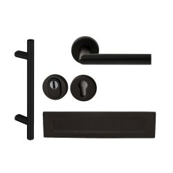 Voordeurset vierkant zwart met greep anti-kerntrek SKG***