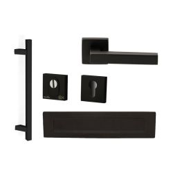 Voordeurset vierkant zwart met greep anti-kerntrek SKG***