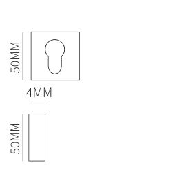 Cilinderrozet vario-vierkant dun 4mm - zwart