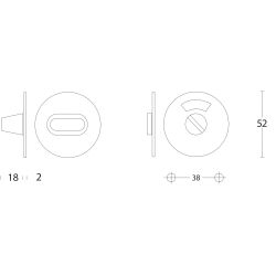 Rozet rond plat 50 mm toilet-/badkamersluiting met 5 mm stift