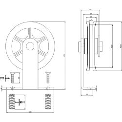 Set van 2 hangrollen spaakwiel 17cm mat zwart