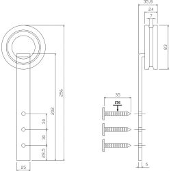 Set van 2 hangrollen Modern 25,5cm mat zwart