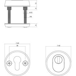 Veiligheidsrozet SKG3 rond met kerntrekbeveiliging aluminium/zwart