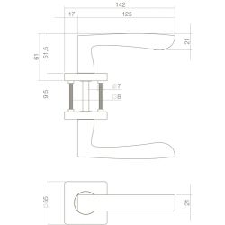Deurkruk Minos op vierkant rozet wit