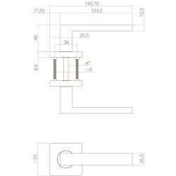 Deurkruk Hera op vierkant rozet 7mm nokken wit