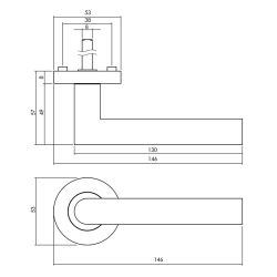 Deurkruk Bastian op rond rozet ø52x10mm wit