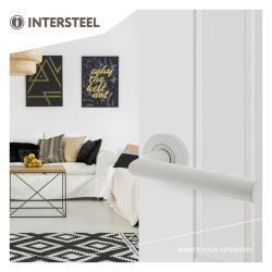 Deurkruk Bastian op rond rozet ø52x10mm wit