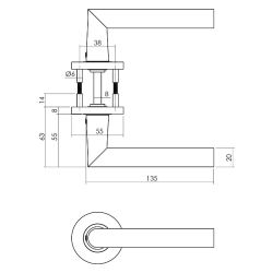 Intersteel Deurkruk Jura hoek 90° op rozet aluminium/zwart