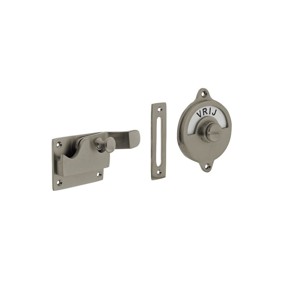 WC-overslag met bocht vrij/bezet - nikkel mat