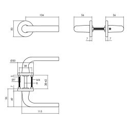 Deurkruk Eucla rond rozet met nokken aluminium/zwart