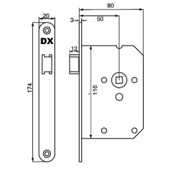Loopslot met zwarte voorplaat 20x174 mm.