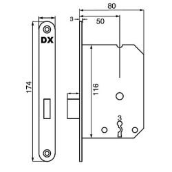 Kastslot incl. 2 sleutels met witte voorplaat 20x174 mm.