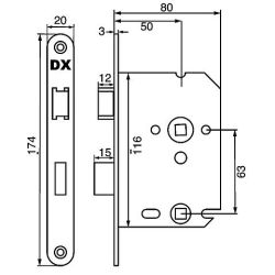 WC-badkamerslot 63/8 met zwarte voorplaat