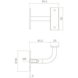 Leuninghouder gebogen vierkant hol zwart