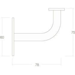 Leuninghouder gebogen vierkant vlak zwart