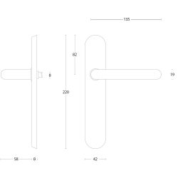Deurkruk Rond op blind schild rvs geborsteld