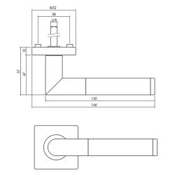 Deurkruk Bastian op vierkant rozet 55x55x10mm mat zwart