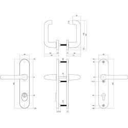 Veiligheidsbeslag aluminium/zwart SKG3 kruk/kruk profielcilinder 55 mm met kerntrekbeveiliging