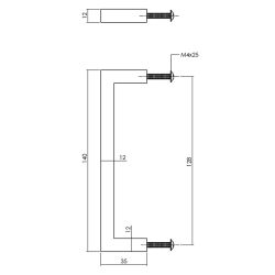 Meubelgreep vierkant  140 mm - boormaat 128 mm RVS/mat zwart
