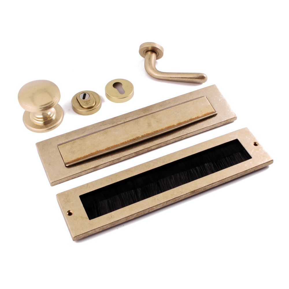 Voordeurset compleet messing getrommeld - rechtswijzend