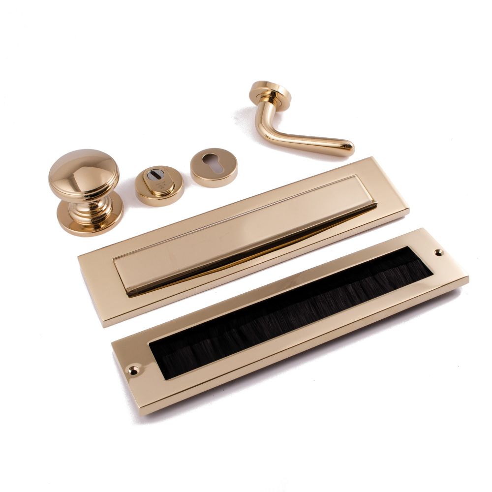 Voordeurset compleet PVD messing - rechtswijzend