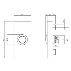 Beldrukker rechthoekig verdekt 65x30x10 RVS
