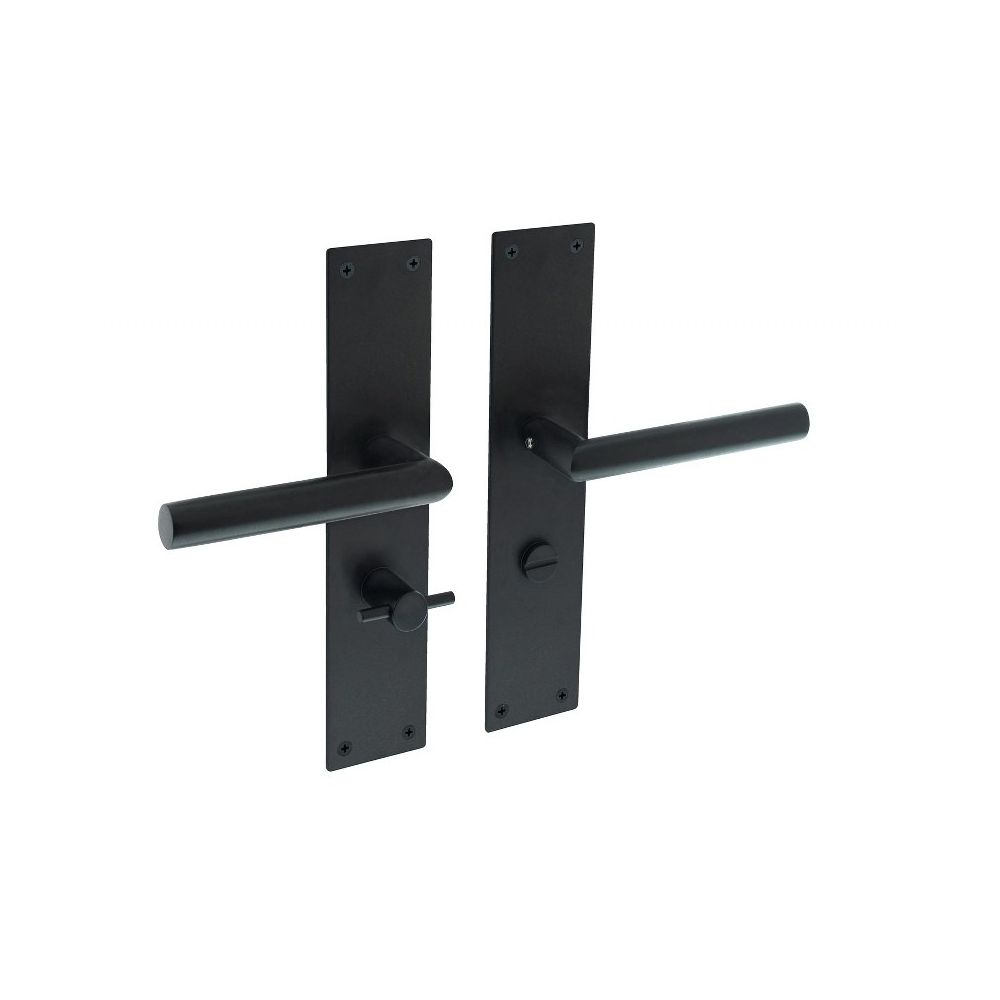 Deurkruk Jura recht hoek 90° op schild WC63/8 zwart