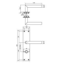 Deurkruk Jura recht hoek 90° op schild WC78/8 zwart