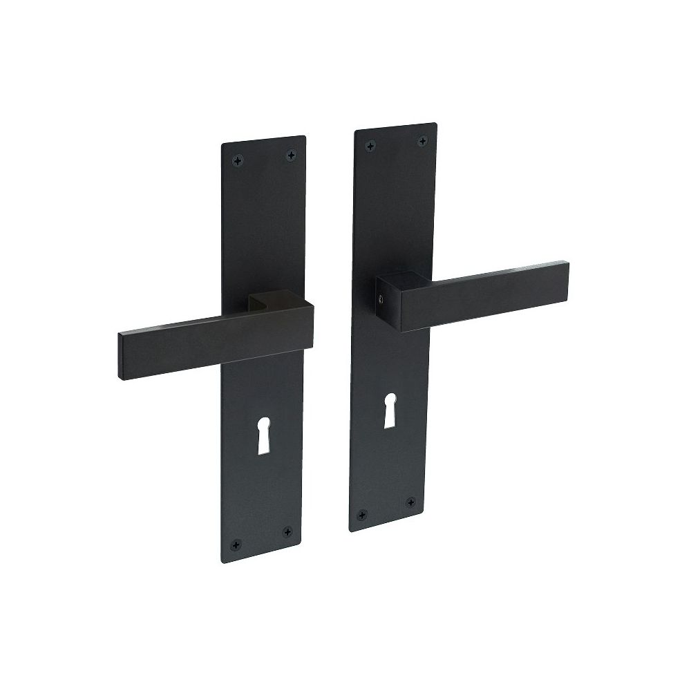 Deurkruk Amsterdam op schild sleutelgat 72mm zwart